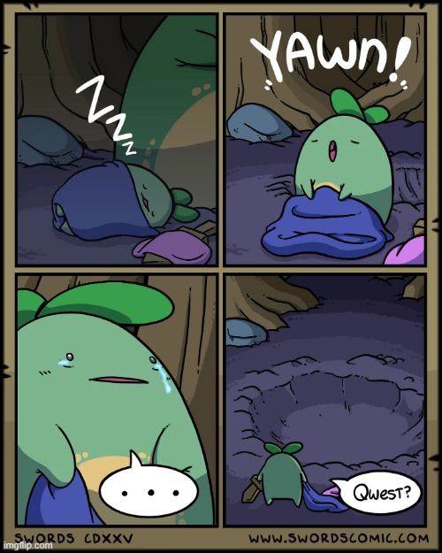 Momma's missing! | image tagged in swords,sprout,quest,momma,gone,oh no | made w/ Imgflip meme maker