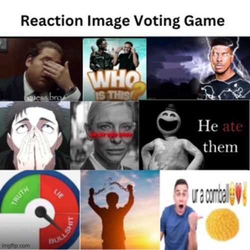 Reaction Image Voting Game 1: Vote one to eliminate | made w/ Imgflip meme maker