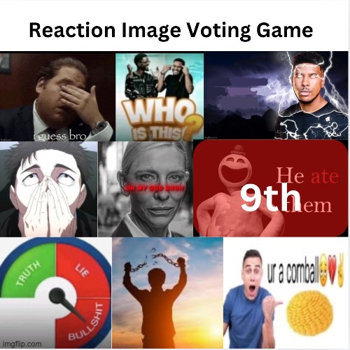Reaction Image Voting Game 2: Vote one to eliminate. 9th Doey ate them | made w/ Imgflip meme maker