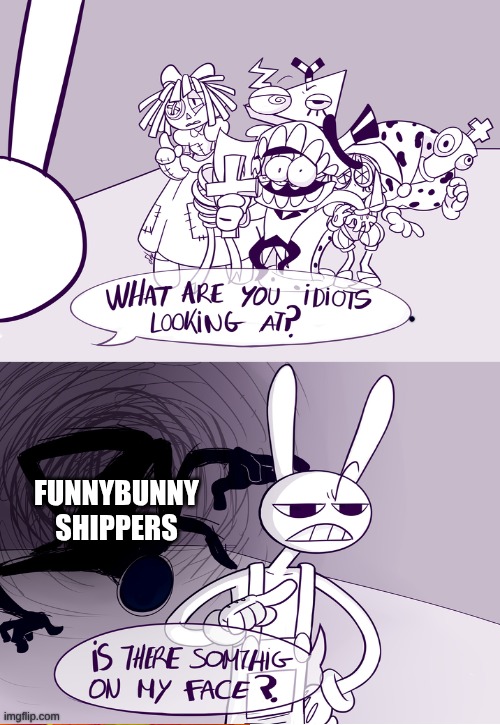 Monster behind Jax Meme | FunnyBunny Shippers | image tagged in monster behind jax meme | made w/ Imgflip meme maker