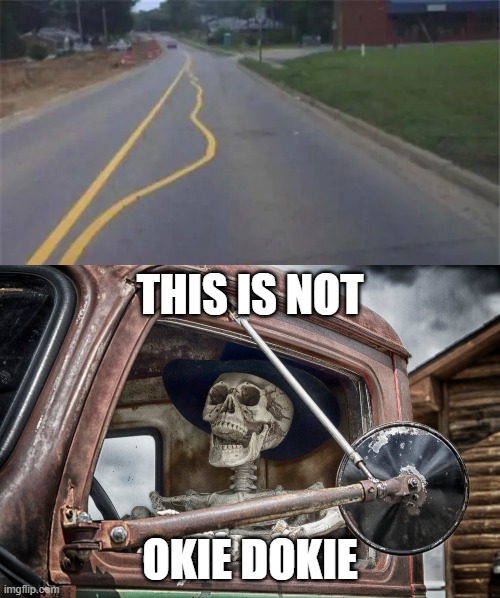 This is not; okie dokie | image tagged in skeleton truck driver | made w/ Imgflip meme maker