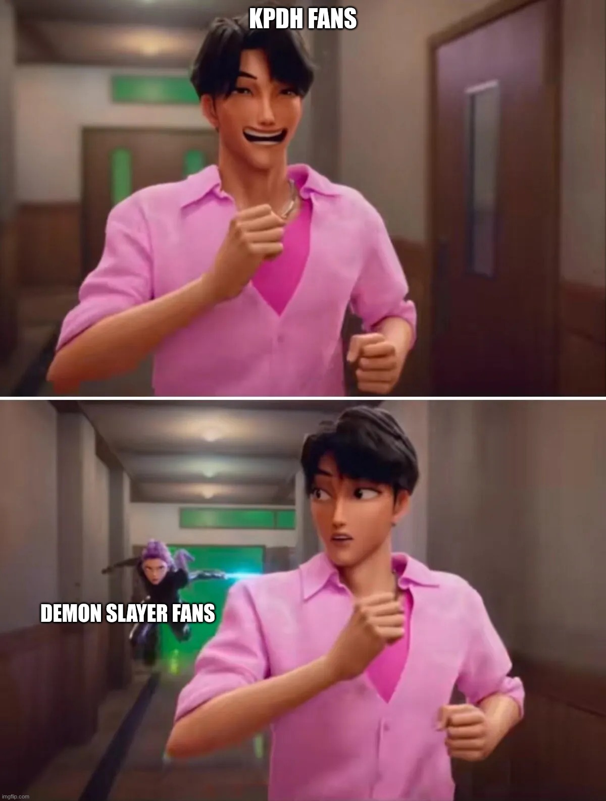 guess who is back!!! | kpdh fans; demon slayer fans | image tagged in jinu runing,kpop demon hunters,demon slayer | made w/ Imgflip meme maker