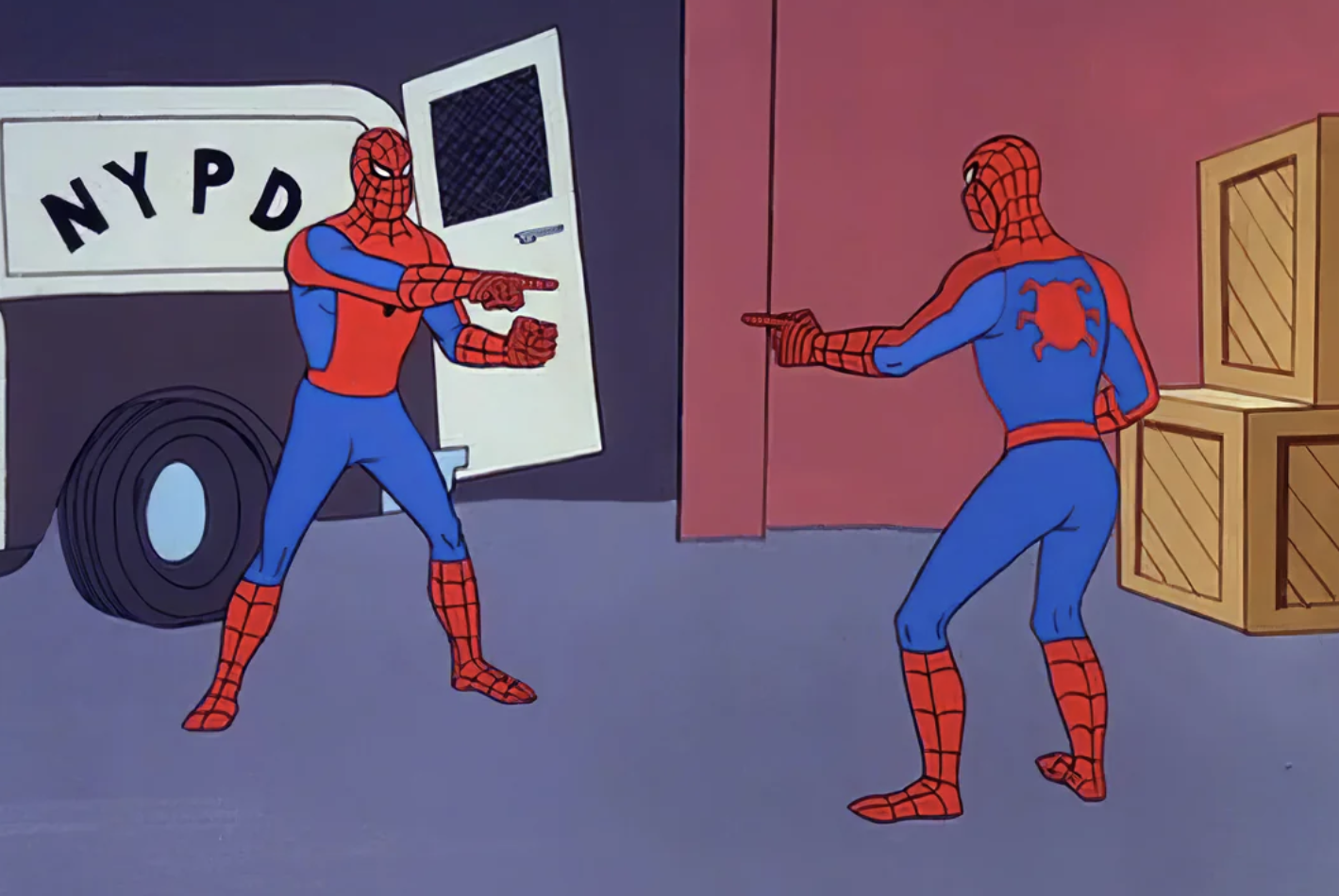 Spiderman pointing Blank Meme Template