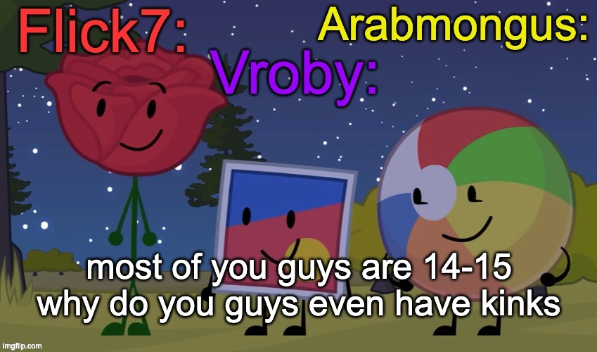 uu t f | most of you guys are 14-15 why do you guys even have kinks | image tagged in flick7 vroby arab shared temp | made w/ Imgflip meme maker