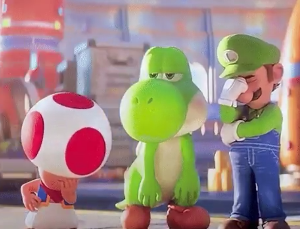 Disappointed Toad, Yoshi, and Luigi Blank Meme Template