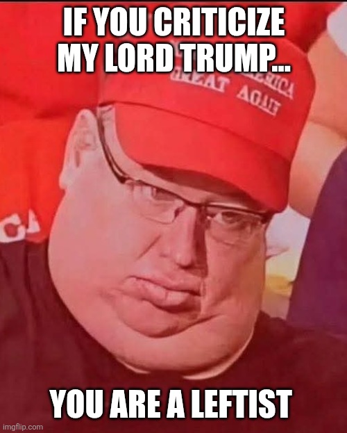 If you criticize my lord trump... You are a leftist | image tagged in maga in shock | made w/ Imgflip meme maker
