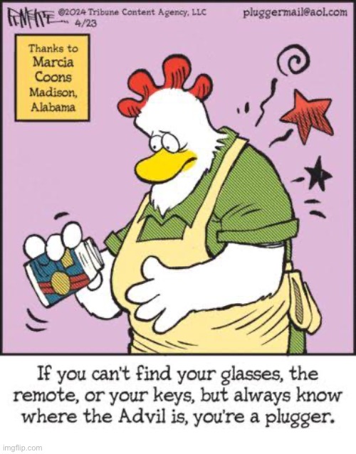 Pluggers | image tagged in comics,pluggers,losing things,advil,forgetful,getting old | made w/ Imgflip meme maker