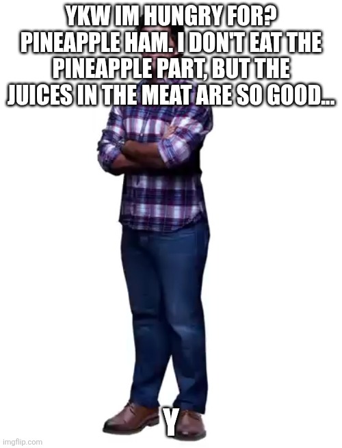 Sonic guy | YKw im hungry for? Pineapple ham. I don't eat the pineapple part, but the juices In the meat are so good... Y | image tagged in sonic guy | made w/ Imgflip meme maker