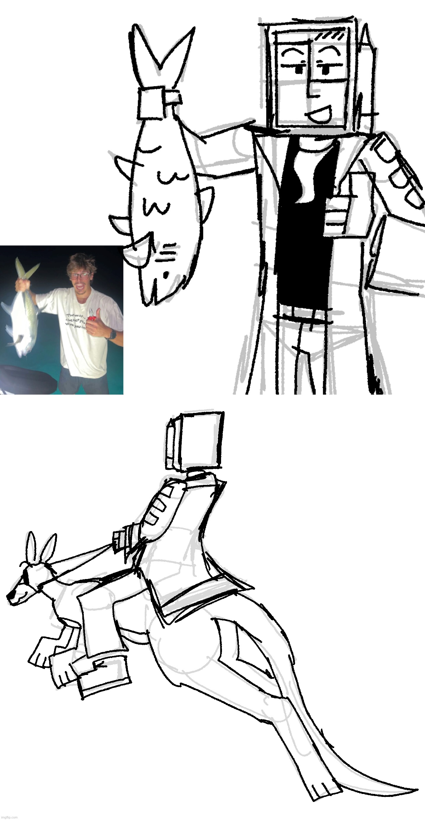 doodels | image tagged in professor procreate,funny,kangaroo,fish | made w/ Imgflip meme maker