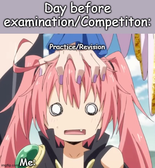 Yea,that's me | Day before examination/Competiton:; Practice/Revision; Me: | image tagged in funny,fun | made w/ Imgflip meme maker