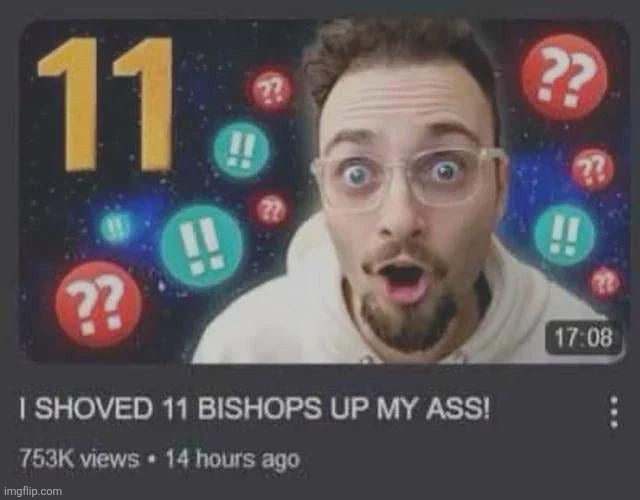 image tagged in i shoved 11 bishops up my ass | made w/ Imgflip meme maker