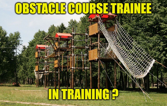 Obstacle course  | Obstacle course trainee In training ? | image tagged in obstacle course | made w/ Imgflip meme maker