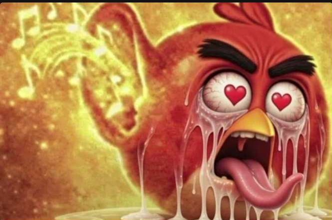 angry bird with ear open freaky Blank Meme Template