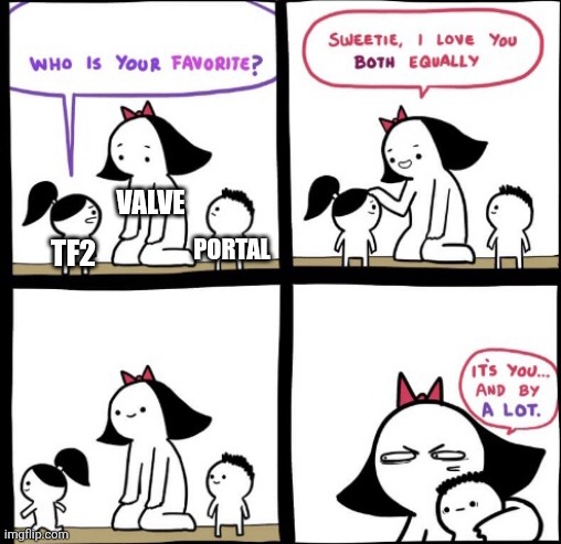 I love you both equally | Valve TF2 Portal | image tagged in i love you both equally | made w/ Imgflip meme maker
