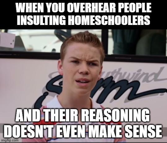 Homeschool ftw | When you overhear people insulting homeschoolers; And their reasoning doesn't even make sense | image tagged in you guys are getting paid,homeschool,funny,school,christian,insult | made w/ Imgflip meme maker