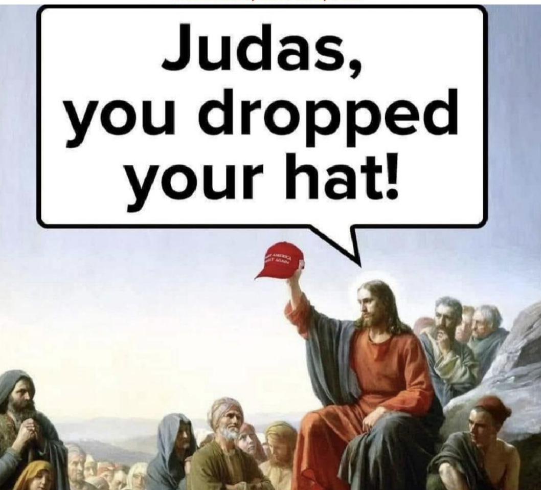 Jesus Judas MAGA Trump Good vs. Evil Christianity Blank Meme Template