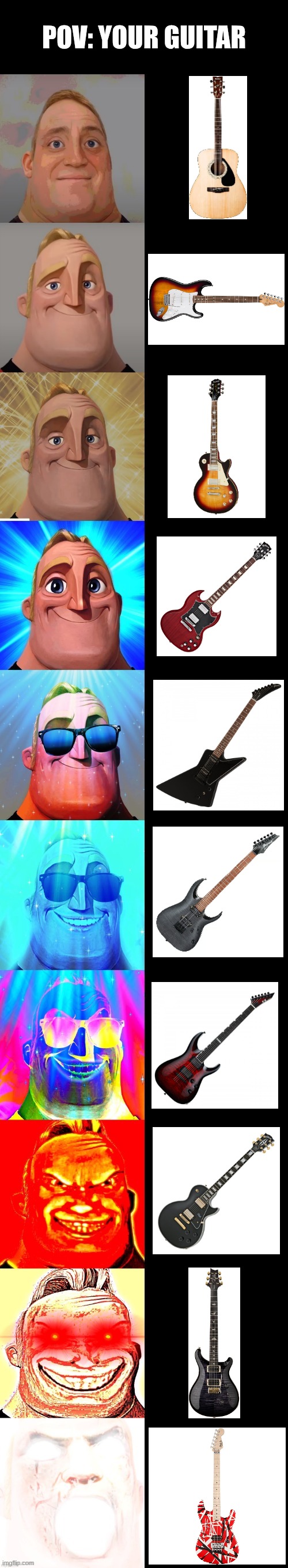 Mr. Incredible Becoming Canny - You Own a Guitar | POV: Your guitar | image tagged in mr incredible becoming canny | made w/ Imgflip meme maker