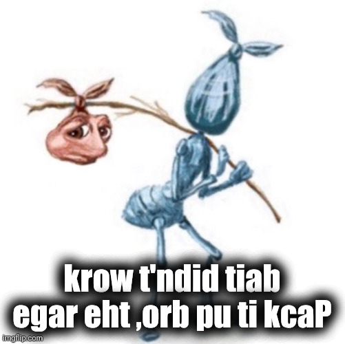 Reversed | krow t'ndid tiab egar eht ,orb pu ti kcaP | image tagged in memes | made w/ Imgflip meme maker