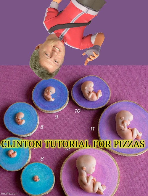 Clinton tutorial for pizzas | Clinton tutorial for pizzas | image tagged in fetus evolution | made w/ Imgflip meme maker