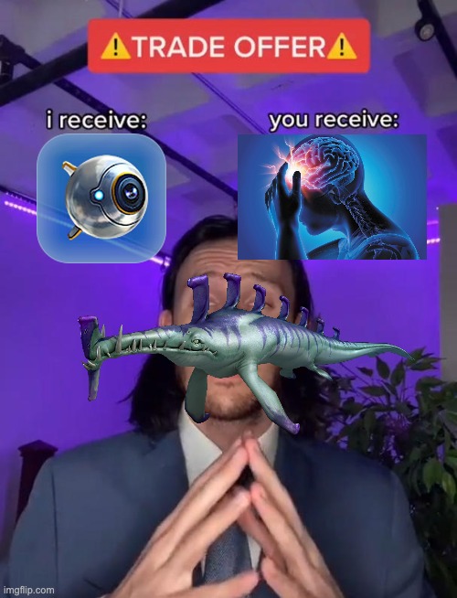 i swear to god | image tagged in trade offer,subnautica,stalker,headache | made w/ Imgflip meme maker