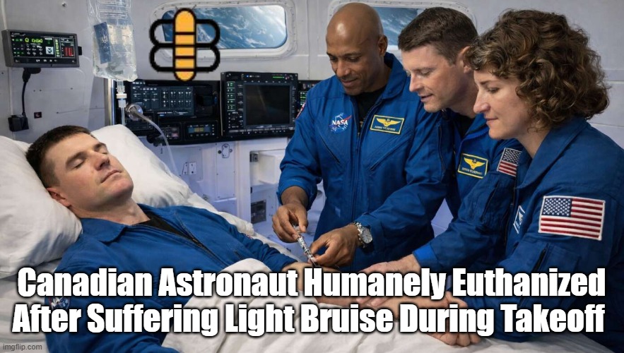 Canadian Astronaut Humanely Euthanized After Suffering Light Bruise During Takeoff | made w/ Imgflip meme maker