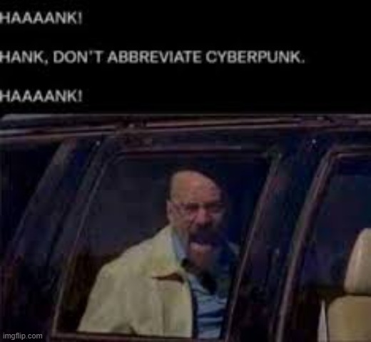 HANK DON'T ABREVIATE CYBERPUNK HANK | image tagged in hank don't abbreviate cyberpunk hank | made w/ Imgflip meme maker