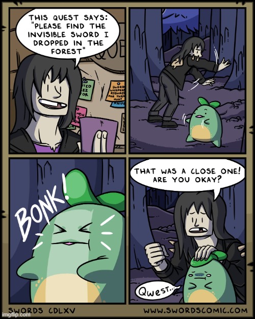 The Invisible Sword | image tagged in swords,sprout,quest,sword,invisible,bonk | made w/ Imgflip meme maker