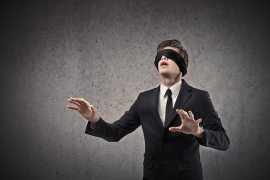Blindfolded man Blank Meme Template