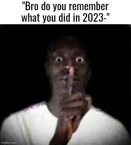 Nothing happened before 2024 | "Bro do you remember what you did in 2023-" | image tagged in shhh | made w/ Imgflip meme maker