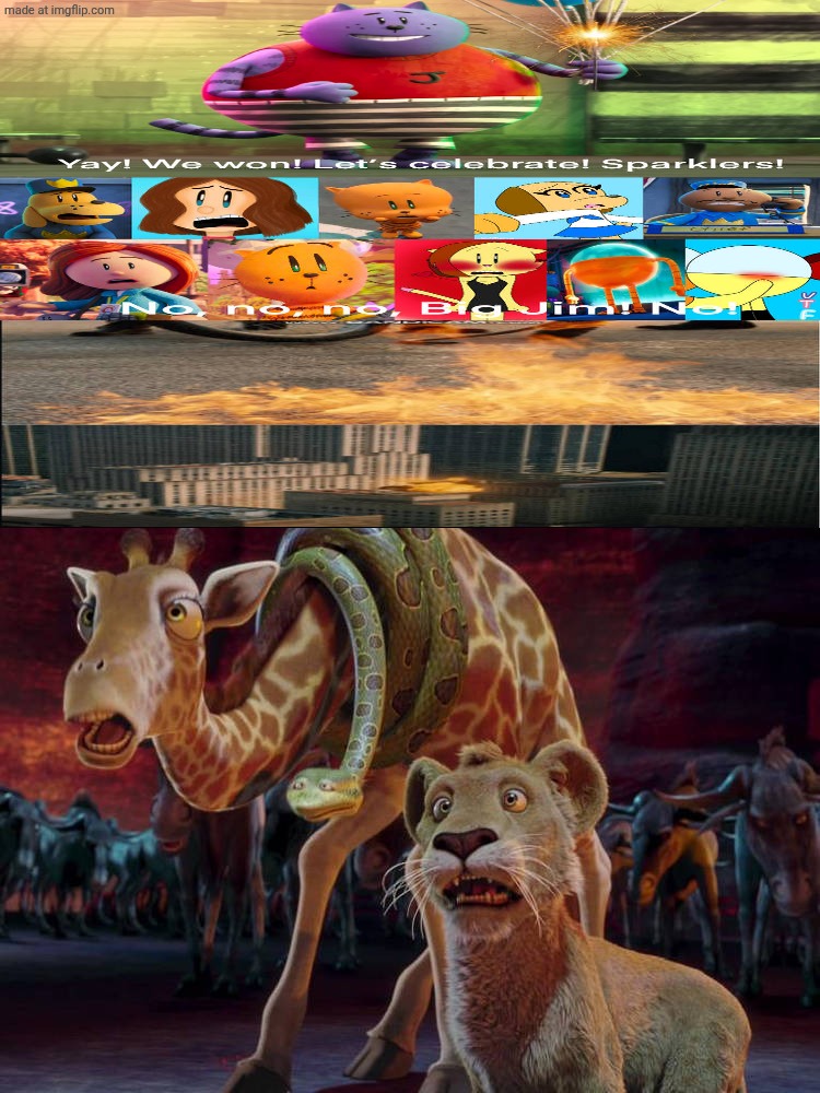 Bridget, Larry and Ryan Reacts To big jim blows up the streets with sparklers | image tagged in bridget larry and ryan reacts to what,deviantart,disney,dreamworks,deviantart week,deviantart week 2 | made w/ Imgflip meme maker