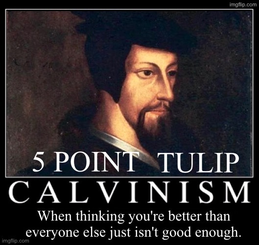 Calvinism Sucks! | image tagged in demotivationals,calvinism,calvinist memes,arrogance,superior royalty,we are intellectually superior in every way | made w/ Imgflip meme maker