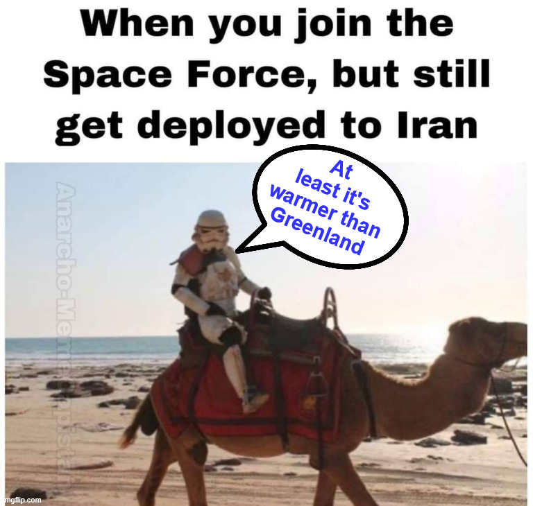 Space force | At least it's warmer than Greenland | image tagged in space force | made w/ Imgflip meme maker