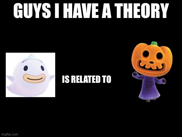 This is the most possible explanation for who Wisp’s father is | Is related to | image tagged in guys i have a theory,animal crossing | made w/ Imgflip meme maker