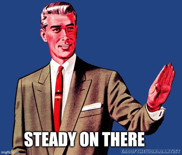 Whoa There Template | Steady on there | image tagged in whoa there template | made w/ Imgflip meme maker