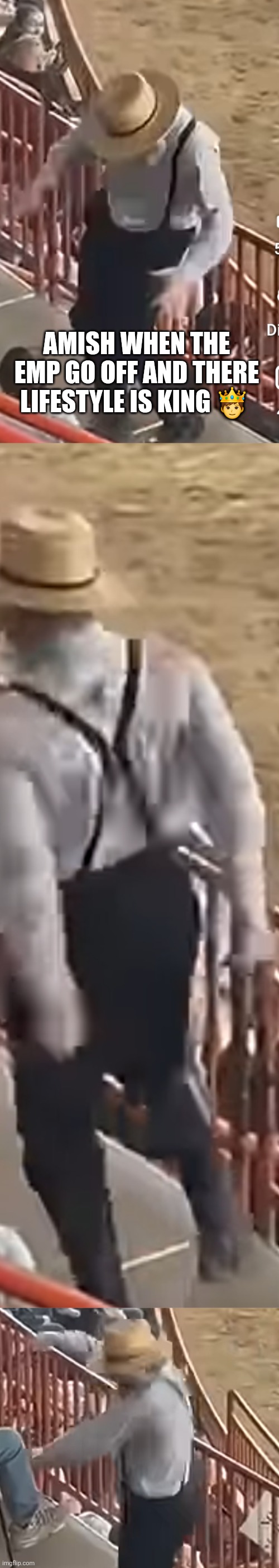 WW3 humor | Amish when the EMP go off and there lifestyle is king 🤴 | image tagged in wtf,funny | made w/ Imgflip meme maker