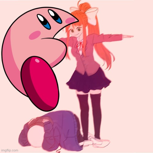 Monika t-posing on Sans | image tagged in monika t-posing on sans | made w/ Imgflip meme maker