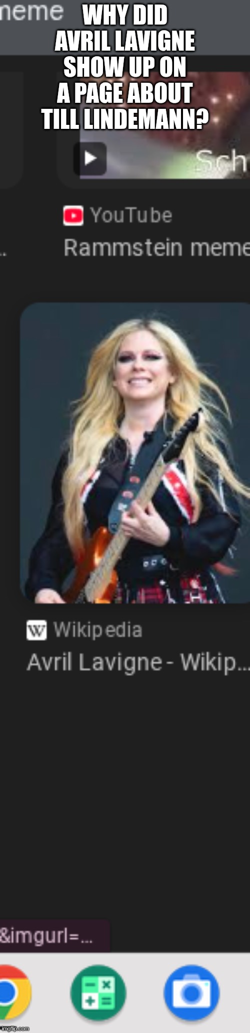 What do you consider Avril? | Why did Avril Lavigne show up on a page about Till Lindemann? | made w/ Imgflip meme maker