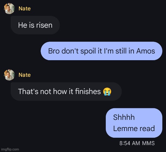 Guys why is my friend spoiling the book smh | image tagged in bible,jesus,grave,dead,alive,risen | made w/ Imgflip meme maker