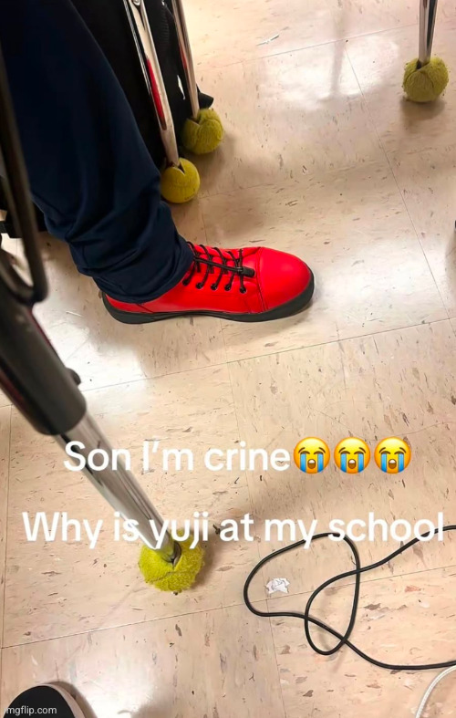 WHY is he not on the track team | image tagged in yuji,jjk,anime,jujutsu kaisen,shoes,school | made w/ Imgflip meme maker