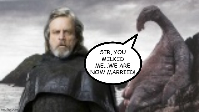 Luke Loves the Blue Milk | Sir, you milked me...we are now married! | image tagged in luke skywalker and thala siren | made w/ Imgflip meme maker