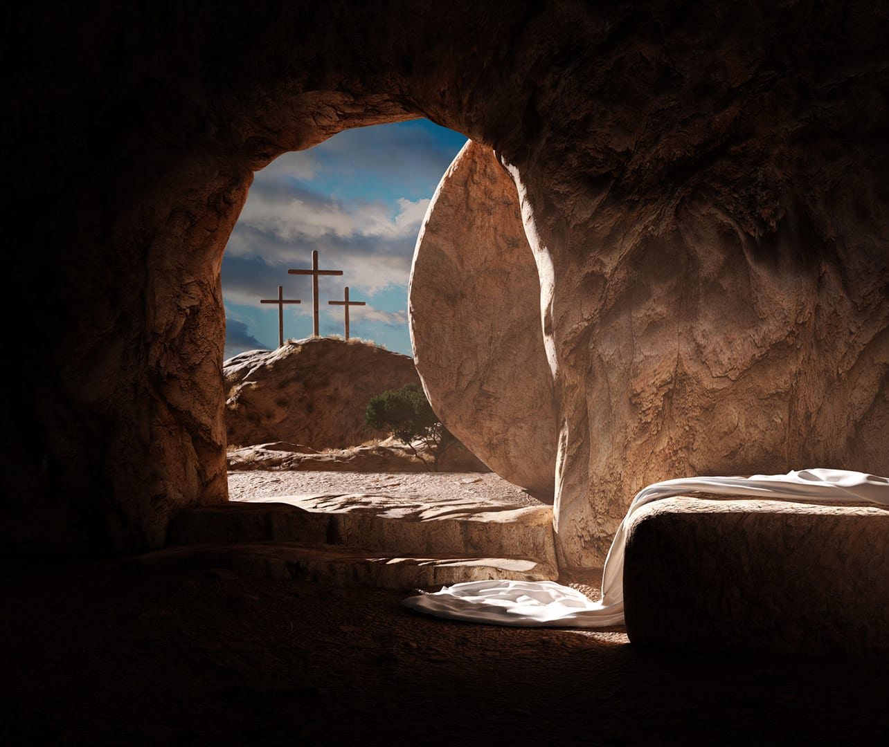 View from inside Jesus’s tomb. Blank Meme Template