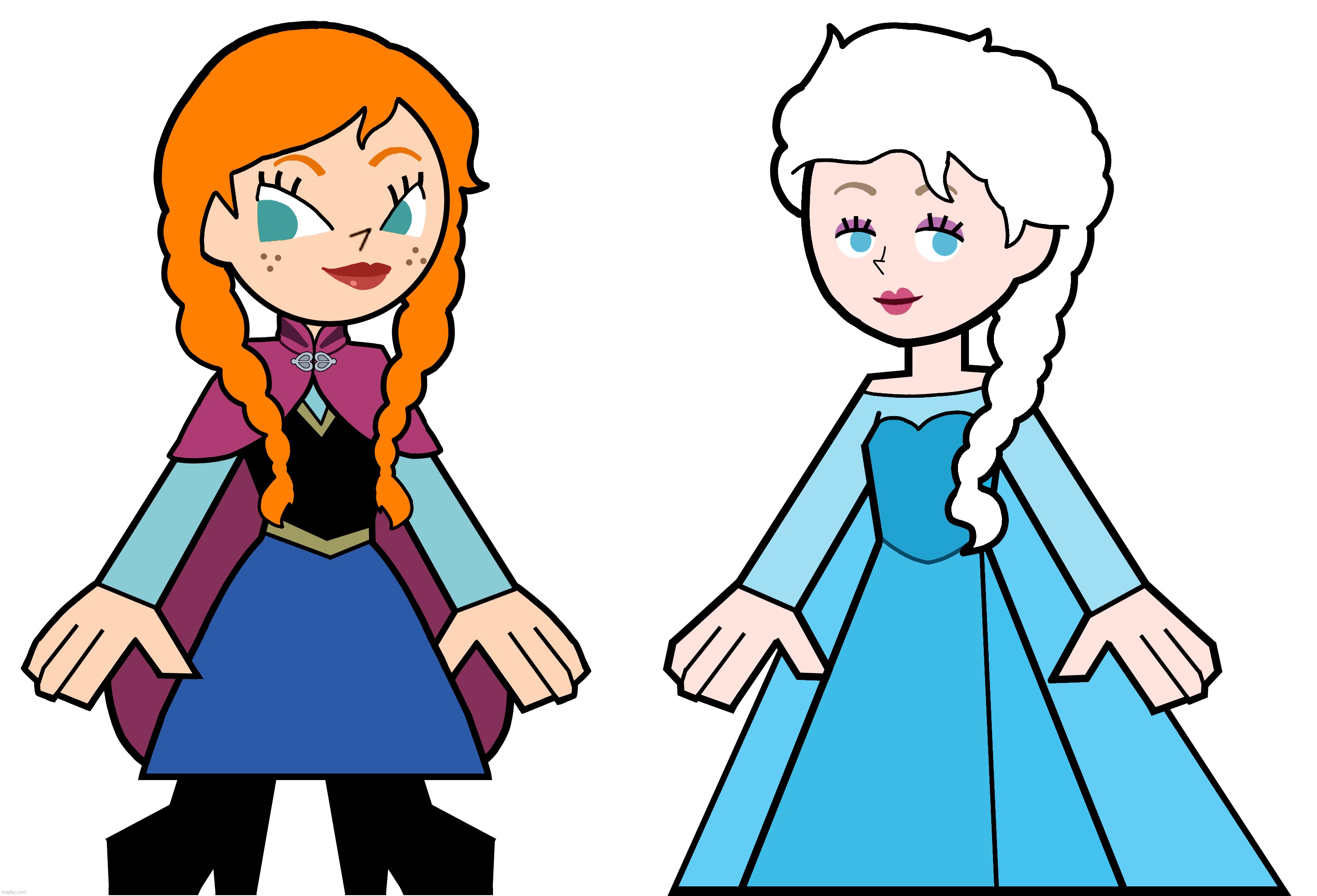Anna and Elsa in Hero 108 Style | image tagged in hero 108,frozen,elsa,anna,disney princess,sisters | made w/ Imgflip meme maker