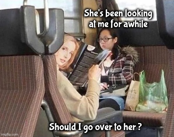 Just an illusion | She's been looking
at me for awhile; Should I go over to her ? | image tagged in still a better love story than twilight,optical illusion,look at me,perfect strangers | made w/ Imgflip meme maker