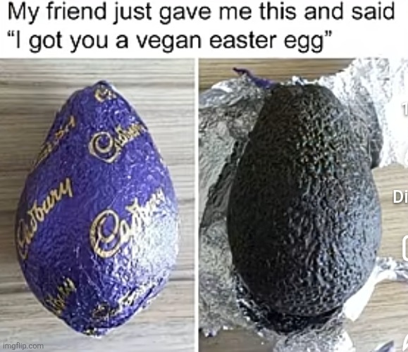 image tagged in easter,easter egg,vegan,avocado,egg,memes | made w/ Imgflip meme maker