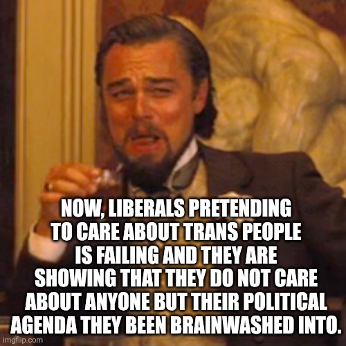 Laughing Leo Meme | Now, liberals pretending to care about Trans people is failing and they are showing that they do not care about anyone but their political a | image tagged in memes,laughing leo | made w/ Imgflip meme maker