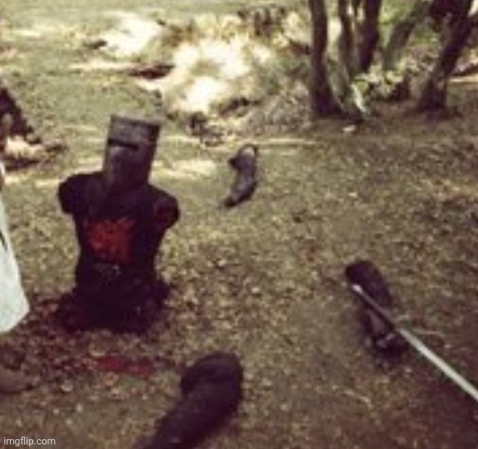 Limbless Black Knight (Monty Python) | image tagged in limbless black knight monty python | made w/ Imgflip meme maker