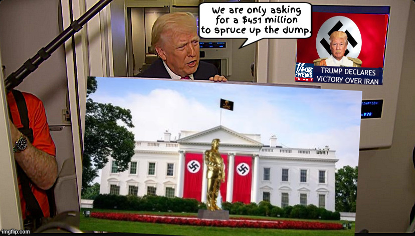 Fix up the Trump dump | Trump declares victory over iran | image tagged in fix up the trump dump,i'll buy it for pennies after the usa goes bust,maga mansion,gaudy govenment garbage,trump dump | made w/ Imgflip meme maker