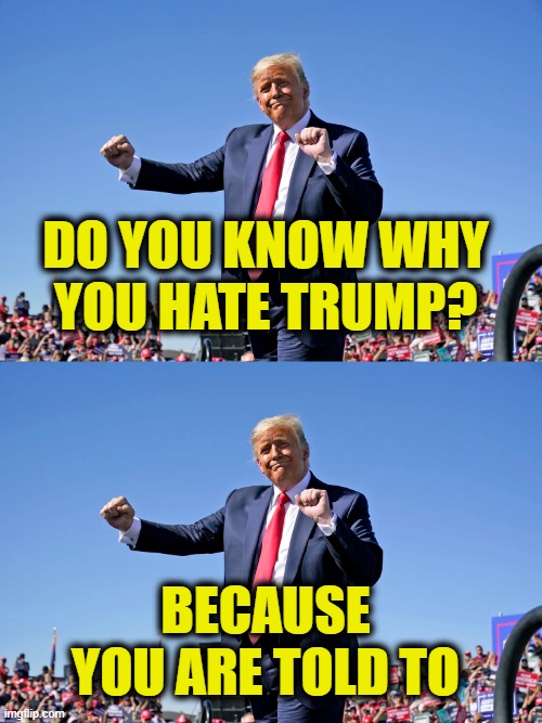 TDS is manditory | Do you know why
you hate Trump? Because you are told to | image tagged in tds | made w/ Imgflip meme maker
