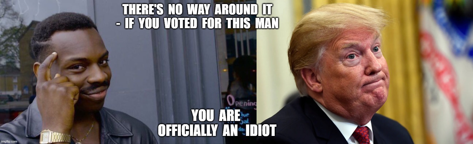 Touched | there's  no  way  around  it -  if  you  voted  for  this  man; you  are  officially  an   idiot | image tagged in memes,roll safe think about it | made w/ Imgflip meme maker