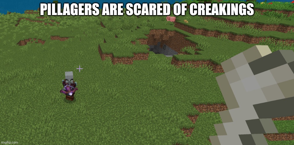 Pillager | Pillagers are scared of creakings | image tagged in pillager | made w/ Imgflip meme maker